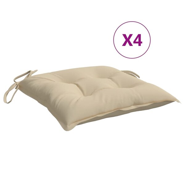 vidaXL Coussins de chaise lot de 4 beige 50x50x7 cm tissu oxford