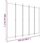 vidaXL Cloison de séparation 5 panneaux Blanc 250x200 cm Tissu