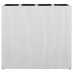 vidaXL Lits surélevés de jardin et 4 pots 2 Pièces Résine tressée Blanc