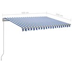 Vidaxl auvent manuel rétractable avec led 350x250 cm bleu et blanc