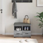 vidaXL Banc d'entrée avec coussin Gris Sonoma 60 x 38 x 46 cm
