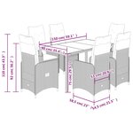 vidaXL Ensemble de bistro de jardin 7 Pièces coussins noir poly rotin