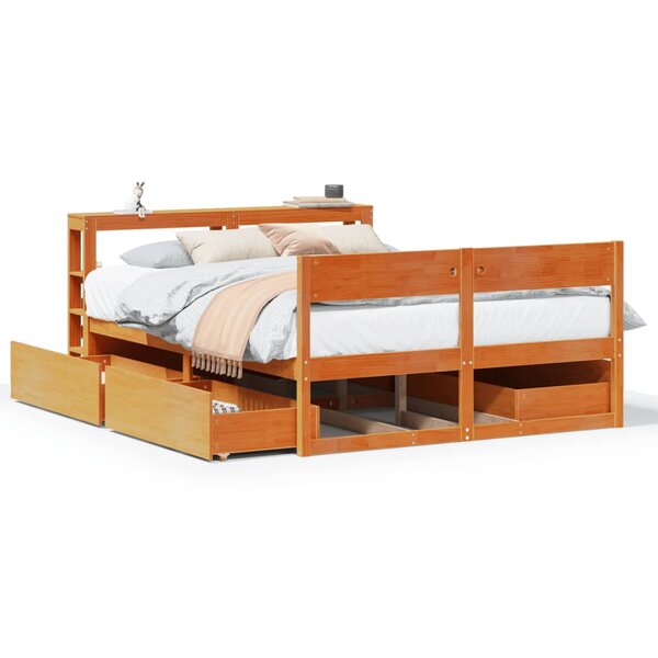 vidaXL Cadre de lit sans matelas cire marron 140x200cm bois pin massif