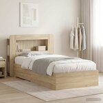 vidaXL Cadre de lit avec rangement Chêne Sonoma 90 x 190 cm