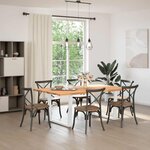 vidaXL Table à manger et bord naturel bois massif chêne