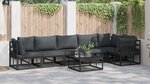 vidaXL Ensemble de canapé de jardin avec coussin 7 Pièces Noir Aluminium