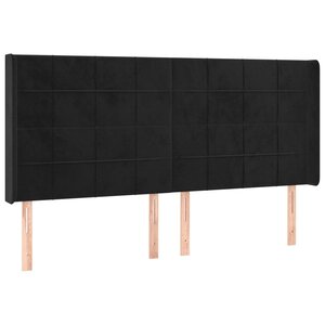 vidaXL Tête de lit avec oreilles Noir 183x16x118/128 cm Velours