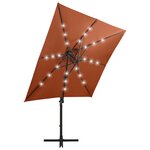 vidaXL Parasol de jardin en porte-à-faux avec mât et lumières LED