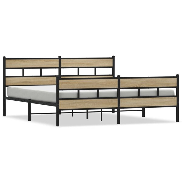 vidaXL Cadre de lit en métal sans matelas chêne sonoma 200x200 cm