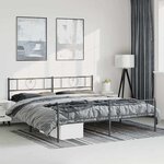 vidaXL Cadre de lit métal sans matelas avec pied de lit noir 193x203cm