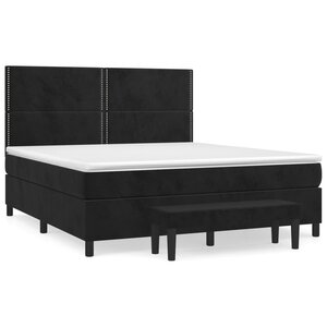 vidaXL Sommier à lattes de lit et matelas Noir 160x200 cm Velours