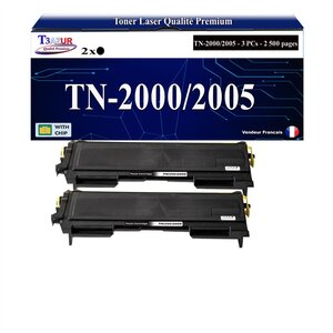 2 Toners compatibles avec Brother TN2000  TN2005 pour Brother FAX 2820  2825  2920 - 2 500 pages - T3AZUR