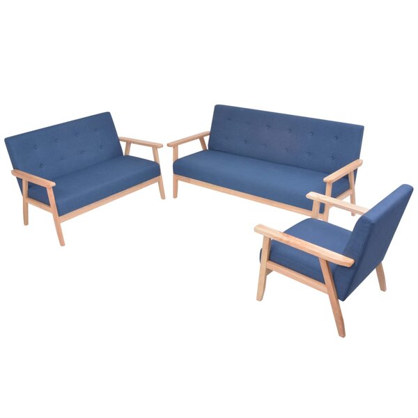 vidaXL Ensemble de canapé 3 Pièces Tissu bleu