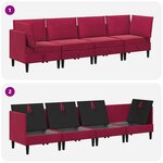 vidaXL Ensemble de meubles pour le salon 4 Pièces Bordeaux Velours