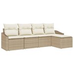 vidaXL Ensemble de canapé de jardin 5 Pièces Beige Poly rotin