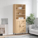vidaXL Buffet haut Chêne sonoma 69 5x34x180 cm Bois d'ingénierie