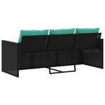 vidaXL Canapé de jardin avec coussins 3 places noir résine tressée