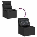 vidaXL Salon de jardin 6 Pièces avec coussins noir résine tressée