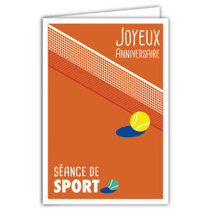 Carte Joyeux Anniversaire avec Enveloppe - Fan de Tennis - Mini Posters Format 17x11 5cm - Séance de Sport Balle Filet Joueur Joueuse Supporter Rétro Vintage - Fabriquée en France