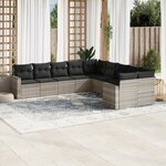 vidaXL Salon de jardin avec coussins 10 Pièces gris clair résine tressée