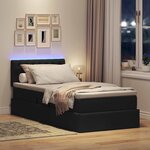 vidaXL Lit de rangement LED avec matelas Noir 100 x 200 cm Tissu