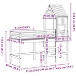 vidaXL Lit superposé avec échelle et toit sans matelas 90x190 cm