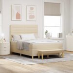 vidaXL Lit à ressorts avec matelas Crème 140 x 190 cm tissu