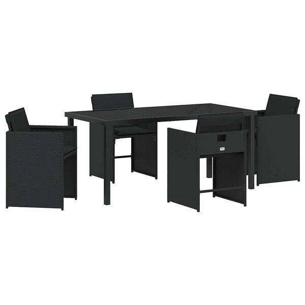vidaXL Ensemble de salle à manger pour jardin 5 Pièces Noir polyrotin