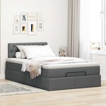 vidaXL Lit ottoman avec matelas et LED gris foncé 120x190 cm tissu