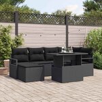 vidaXL Ensemble de canapé de jardin avec coussin 7 Pièces Noir