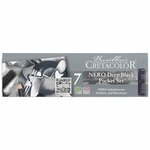 Set de poche 7 crayons d'artiste imperméables pour esquisses - noir brillant
