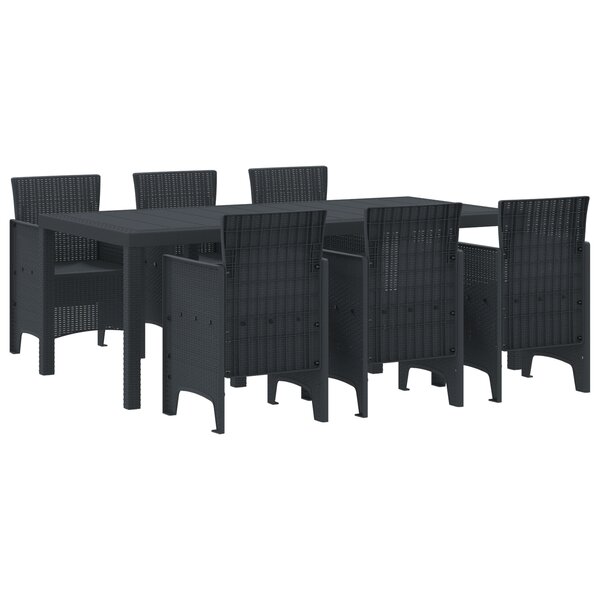 vidaXL Ensemble de salle à manger de jardin 7 pièces anthracite Poly Rattan