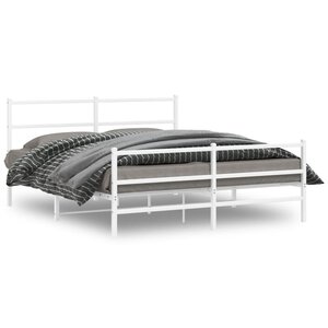 vidaXL Cadre de lit métal sans matelas et pied de lit blanc 150x200 cm