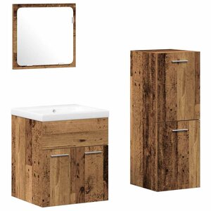vidaXL Ensemble de mobilier de salle de bain 4 Pièces Bois Ancien