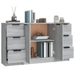 vidaXL Buffets 3 Pièces Sonoma gris Bois d'ingénierie