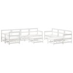 vidaXL Salon de jardin 10 Pièces avec coussins blanc bois massif