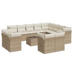 vidaXL Salon de jardin avec coussins 13 Pièces beige résine tressée