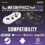 Manette Sans Fil - RetroBit Legacy 16 Grise - Switch, PC, Steam, Raspberry Pi, SNES, Android