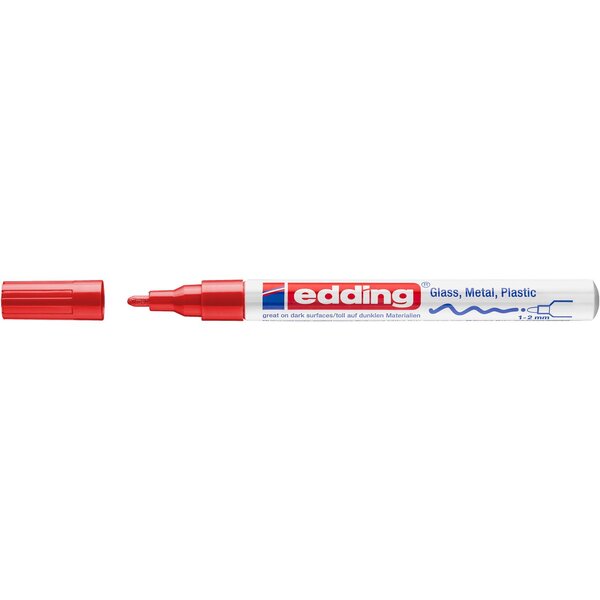Marqueur Peinture Brillante 751 Rouge Pointe Ronde 1-2 mm EDDING