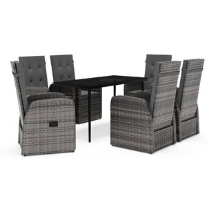 vidaXL Ensemble à manger de jardin avec coussins 7 Pièces Gris