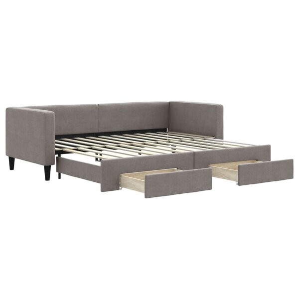 vidaXL Lit de jour avec gigogne et tiroirs sans matelas taupe 80x200cm