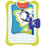 Kit ardoise effaçable à sec 1 face unie / 1 face seyès 20 x 28 5 cm + 1 feutre + 1 effacette