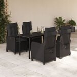 vidaXL Ensemble à manger de jardin coussins 5Pièces Noir Résine tressée