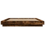 vidaXL Cadre de lit et lumières LED sans matelas chêne fumé 160x200 cm