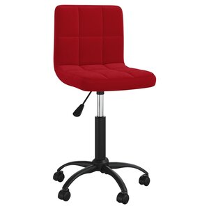 Chaise fauteuil siège pivotante de bureau informatique étude velours rouge 02_0024175