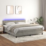vidaXL Sommier à lattes de lit avec matelas LED Gris clair 160x200 cm