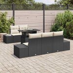 vidaXL Ensemble de canapé de jardin avec coussin 6 Pièces Noir et Crème