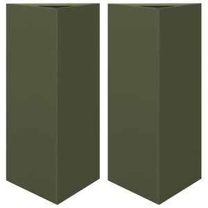 vidaXL Jardinières 2 Pièces vert olive triangulaire 40x34 5x70 cm acier