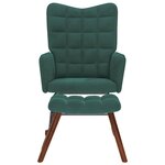 vidaXL Chaise à bascule avec tabouret en velours vert foncé