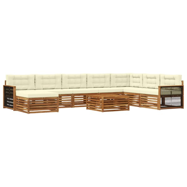 vidaXL Ensemble de canapés d'extérieur 9 pc Naturel et Crème